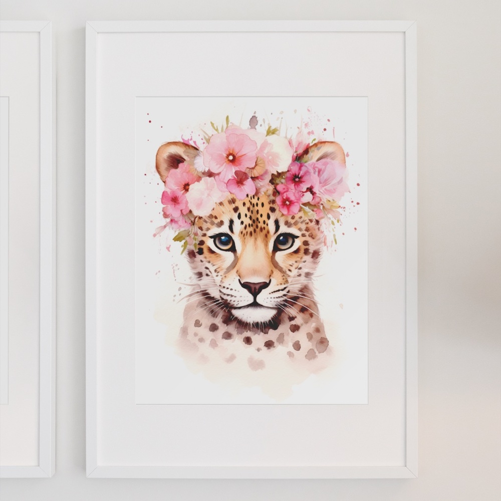 Watercolor Leopard Portrait Wall Art Illustration Print Poster Unframed - Picture 3 of 6